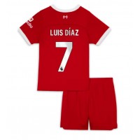 Otroški Nogometni dresi Liverpool Luis Diaz #7 Domači 2023-24 Kratek Rokav (+ Kratke hlače)